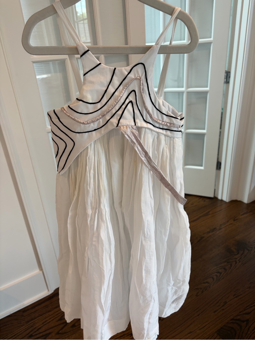 Anna Schwerbock White Girls' Sleeveless Sundress with Black Trim